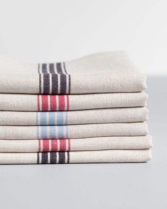 Mungo Provincial Stripe Napkins - Natural & French Navy