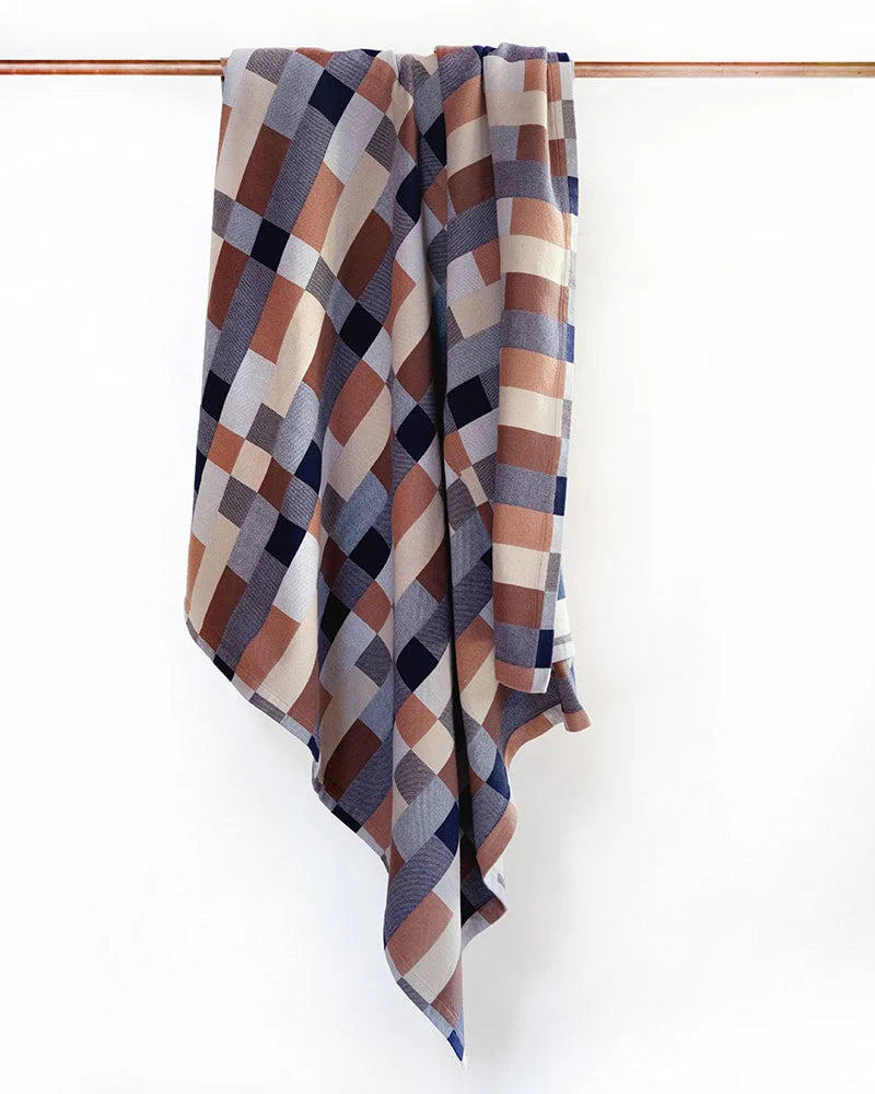 Mungo Double Cloth Cotton Bed Throw - Seven Seas