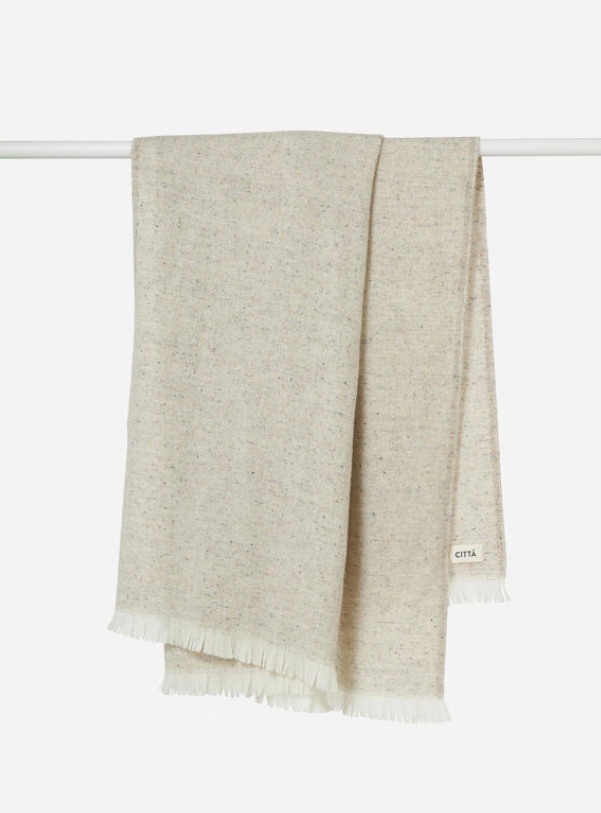 CITTA Bach Wool Throw / Blanket - Natural & Vanilla