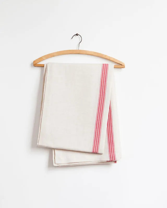 Mungo Provincial Stripe Tablecloth - Natural & Red