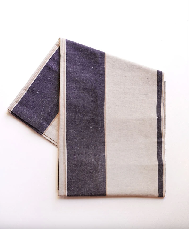 Mungo Lisburn Linen Table Runner / 62cm x 350cm - Navy
