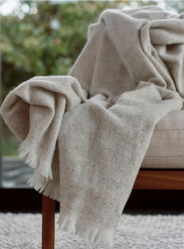 CITTA Bach Wool Throw / Blanket - Natural & Vanilla
