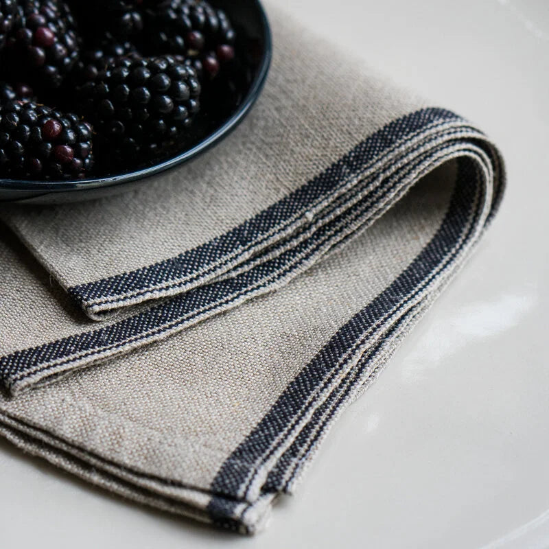 Mungo Provincial Stripe Napkins - Natural & French Navy