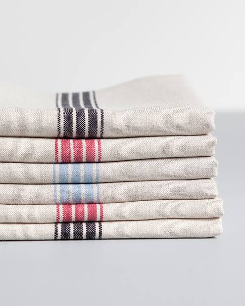 Mungo Provincial Stripe Napkins - Natural & French Navy