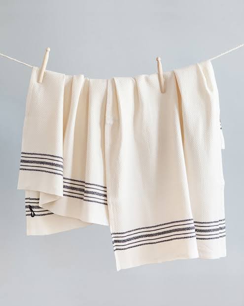 Mungo Utility Kitchen Towel - Ecru & French Navy